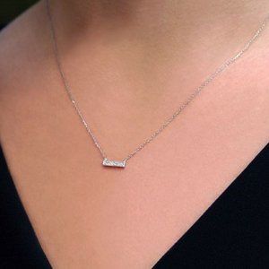 Dana Rebecca Sylvie Rose Bar Necklace (White Gold)